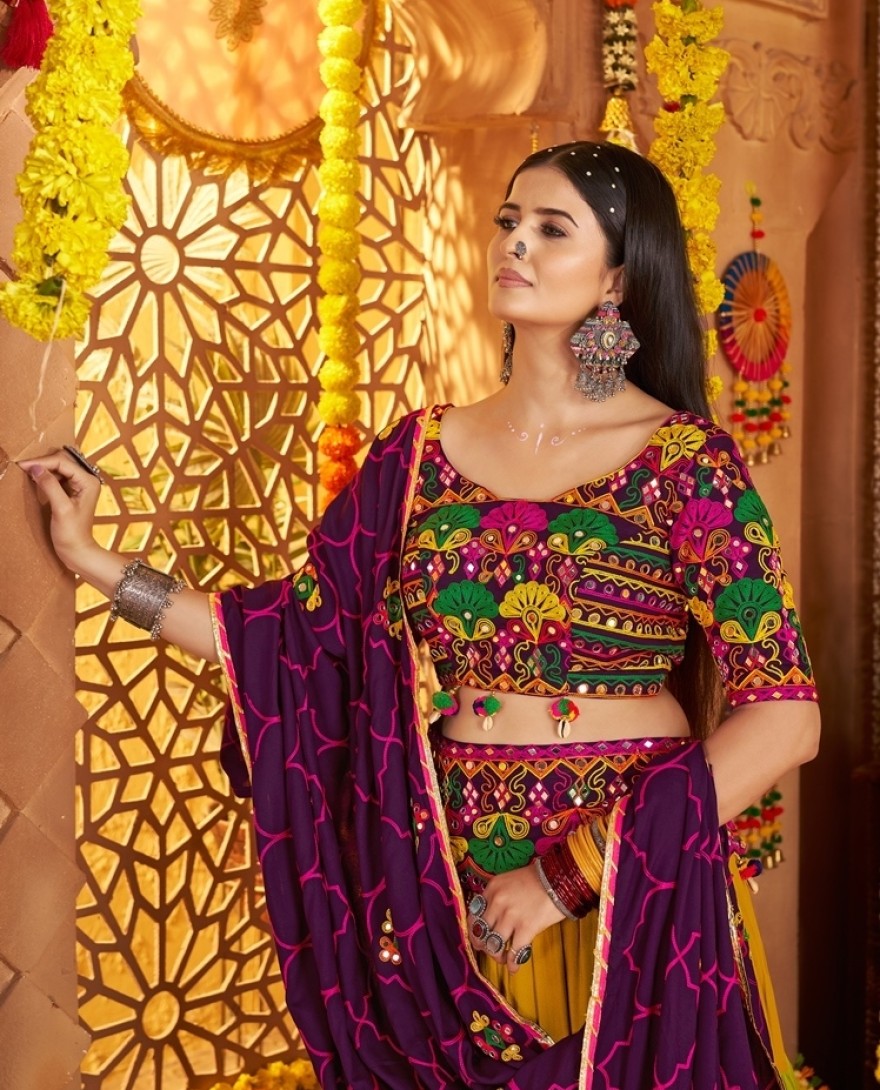 11023 - Chic Multi-Color Mirror Work Navratri Special Lehenga Choli